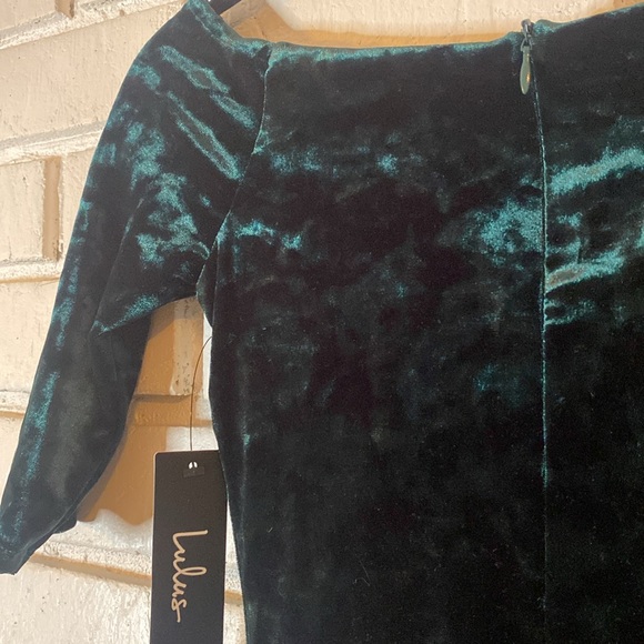 Lulu’s dark green velvet off the shoulder dress - Picture 9 of 9